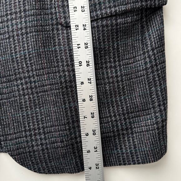 Woolrich Wool Houndstooth Plaid Two Button Grey Black Blazer 43 L - Picture 7 of 8